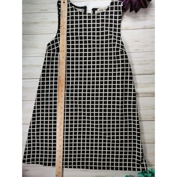 Ginger G black and white square print dress d46 - Picture 6 of 8